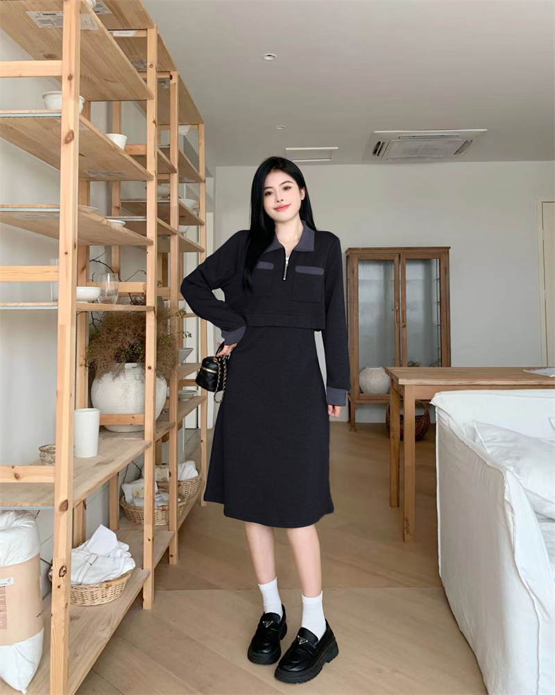 1732982375793_320325.jpg Plus Size Color Block Collar Pocket Long Sleeve Dress for Women Autumn Commute