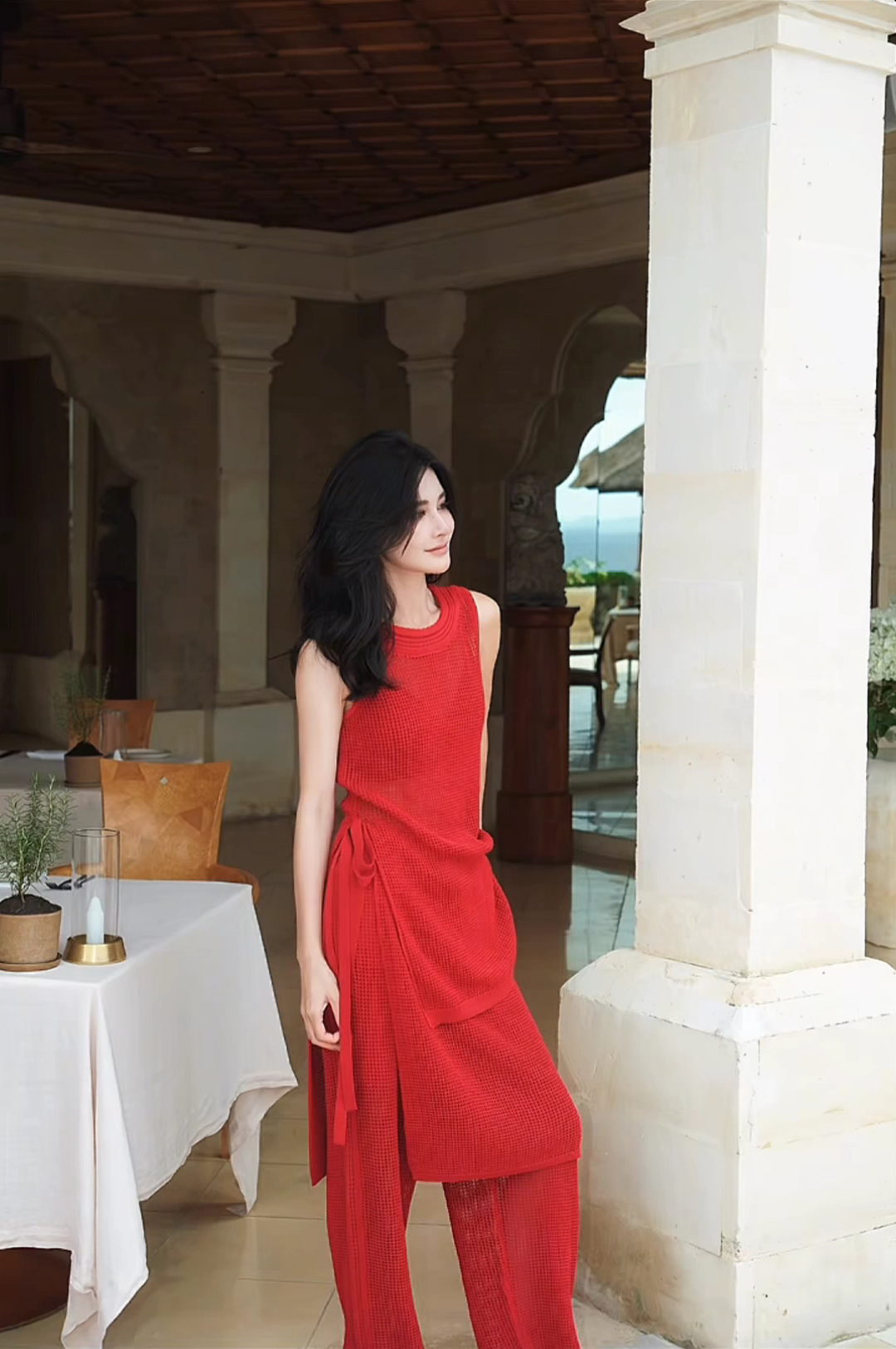 Women's 3-Piece Knit Set: Tank Top, Skirt, and Pants