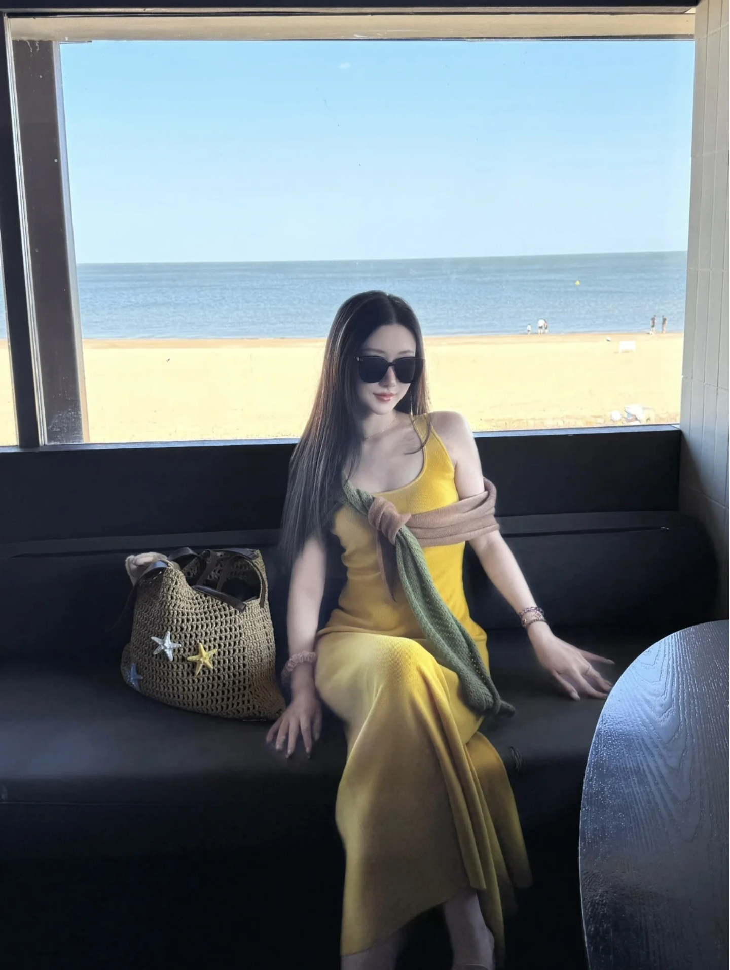 1749711040074_0nFewt.jpg Korean Style Yellow Cami Dress Two-Piece Set with Green Shawl