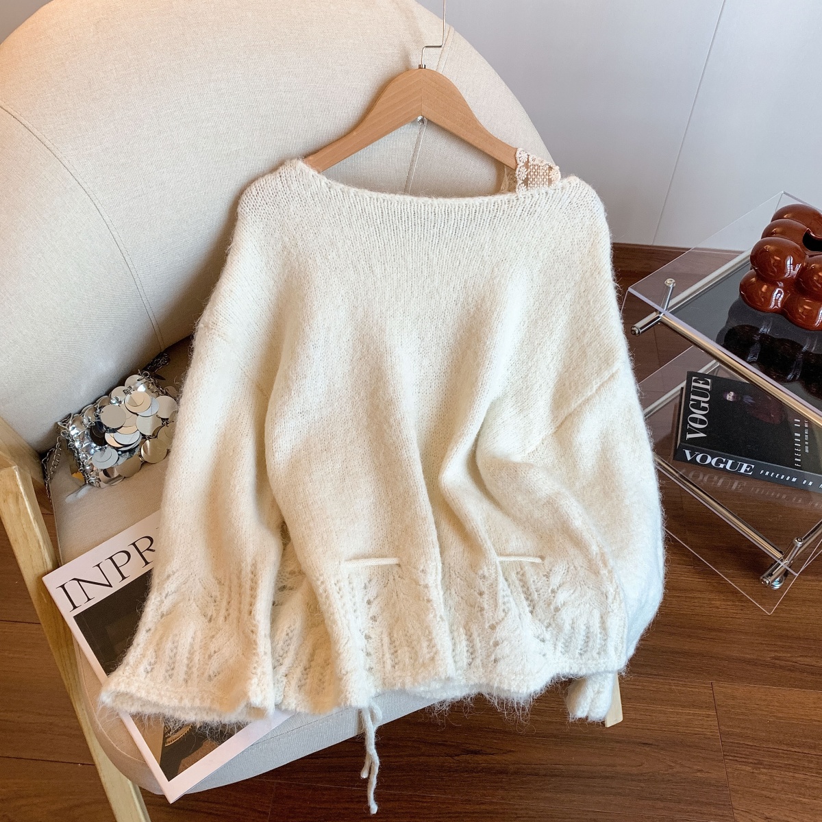 1757609545135_esSMkv.jpg Women's Solid Color Bow Ribbon Knit Sweater Fall Winter Loose Fit Comfortable Top