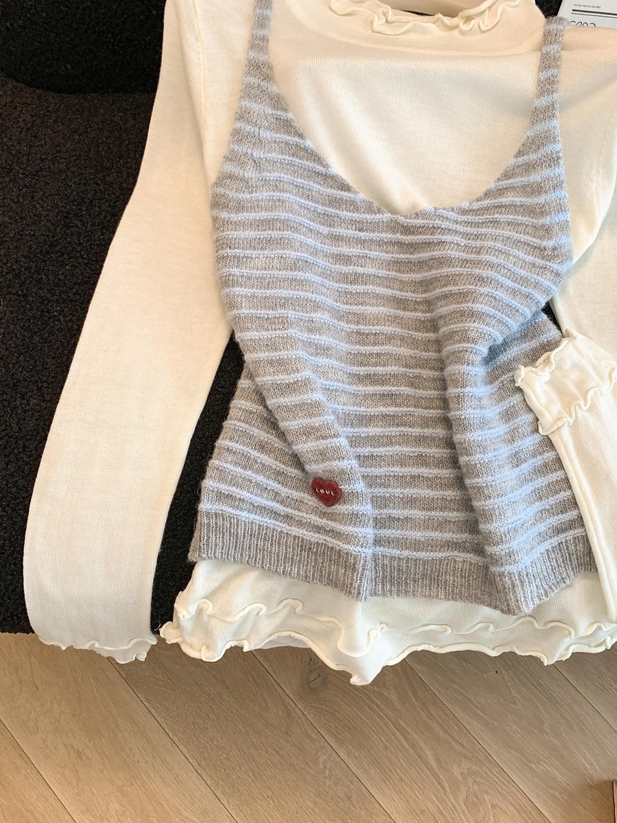 1761073498999_fbfXb3.jpg Women's Two-Piece Striped Cami and Ruffle Knit Top Set