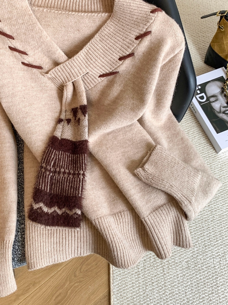 1763656994321_nYP4mg.jpg 2026 Autumn Korean Retro Knit Sweater with Scarf Collar for Women
