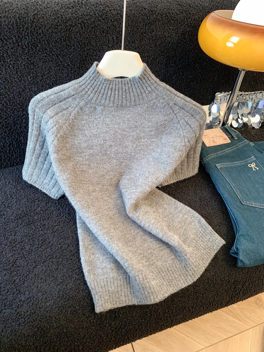 1764006112810_2X3vw0.jpg Women's Half Turtleneck Knit Top Short Sleeve Slim Fit Fall Winter 2026
