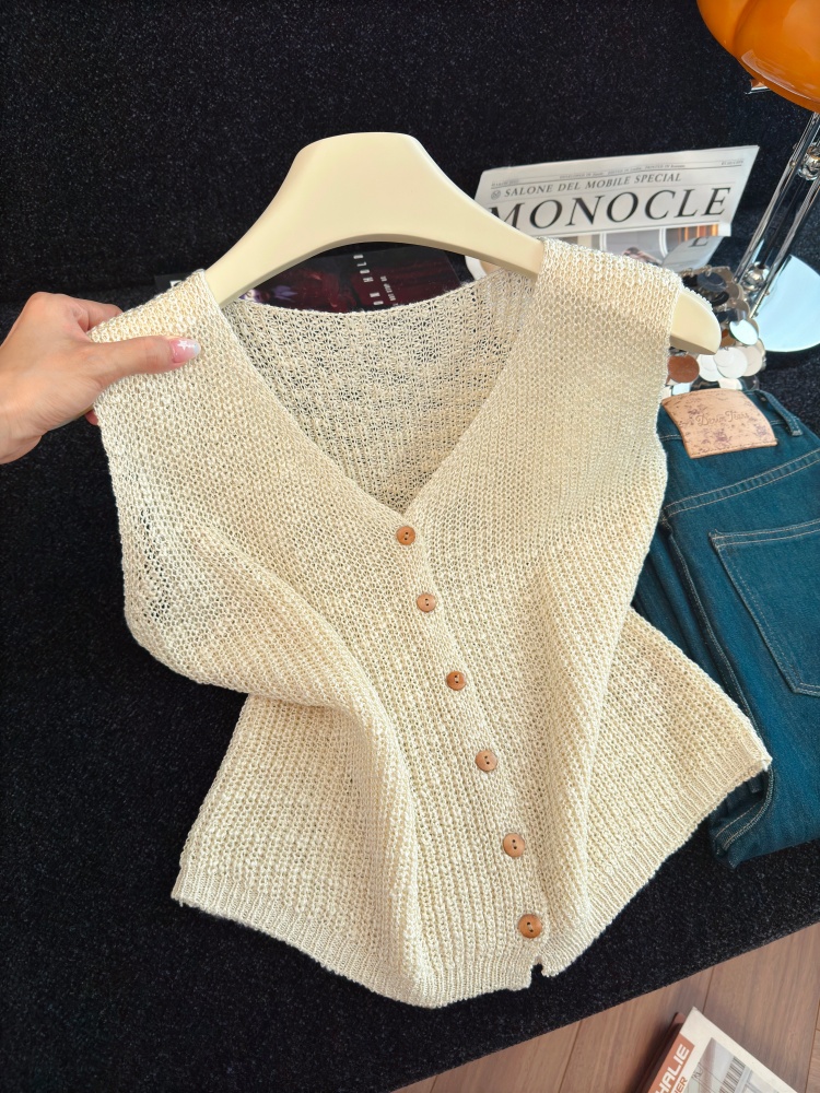 1786075818330_Qa5fbp.jpg Classic Solid V-Neck Knit Cardigan Vest for Women Fall Sleeveless Top