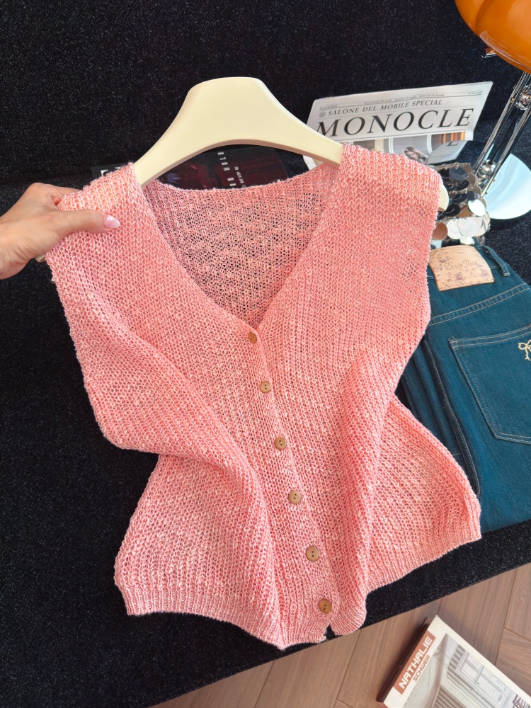 1786075881445_LS6rWS.jpg Classic Solid V-Neck Knit Cardigan Vest for Women Fall Sleeveless Top