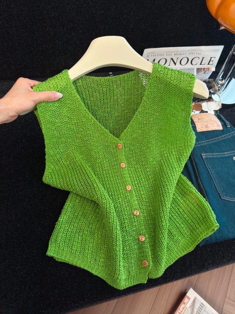 1786075888675_lSev7u.jpg Classic Solid V-Neck Knit Cardigan Vest for Women Fall Sleeveless Top