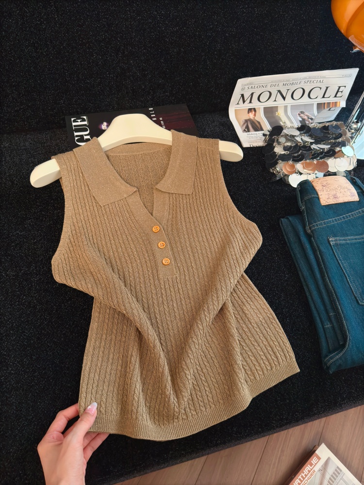 1786077635968_A4dSyo.jpg Women's Semi-Open Neck Knit Vest Sleeveless Top Fall 2026