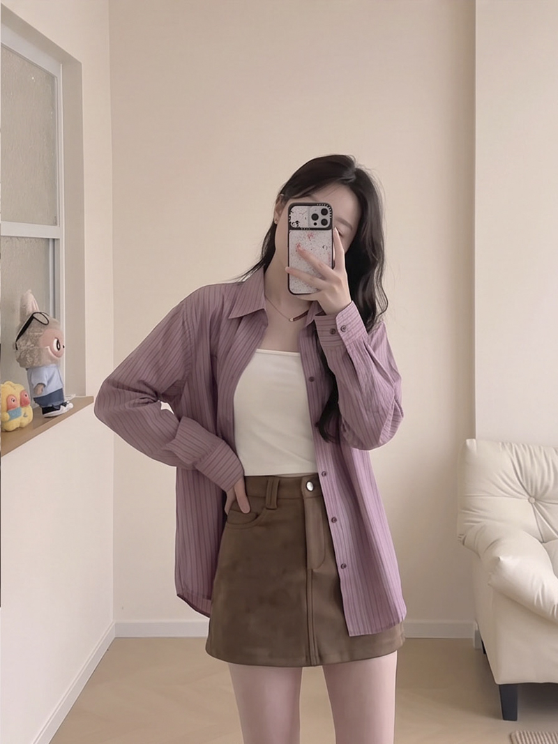 Retro Solid Suede High Waist Anti Exposure Skirt Shorts Women Fall Winter Youthful Bodycon Mini Skirt