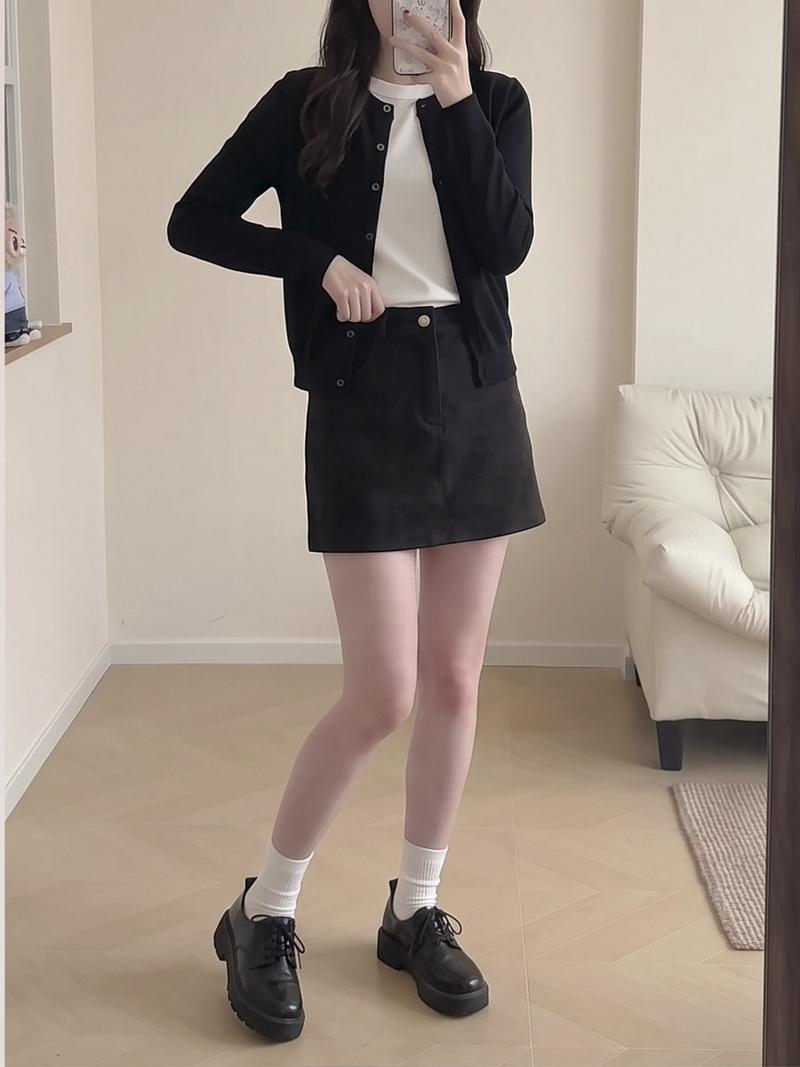 Retro Solid Suede High Waist Anti Exposure Skirt Shorts Women Fall Winter Youthful Bodycon Mini Skirt
