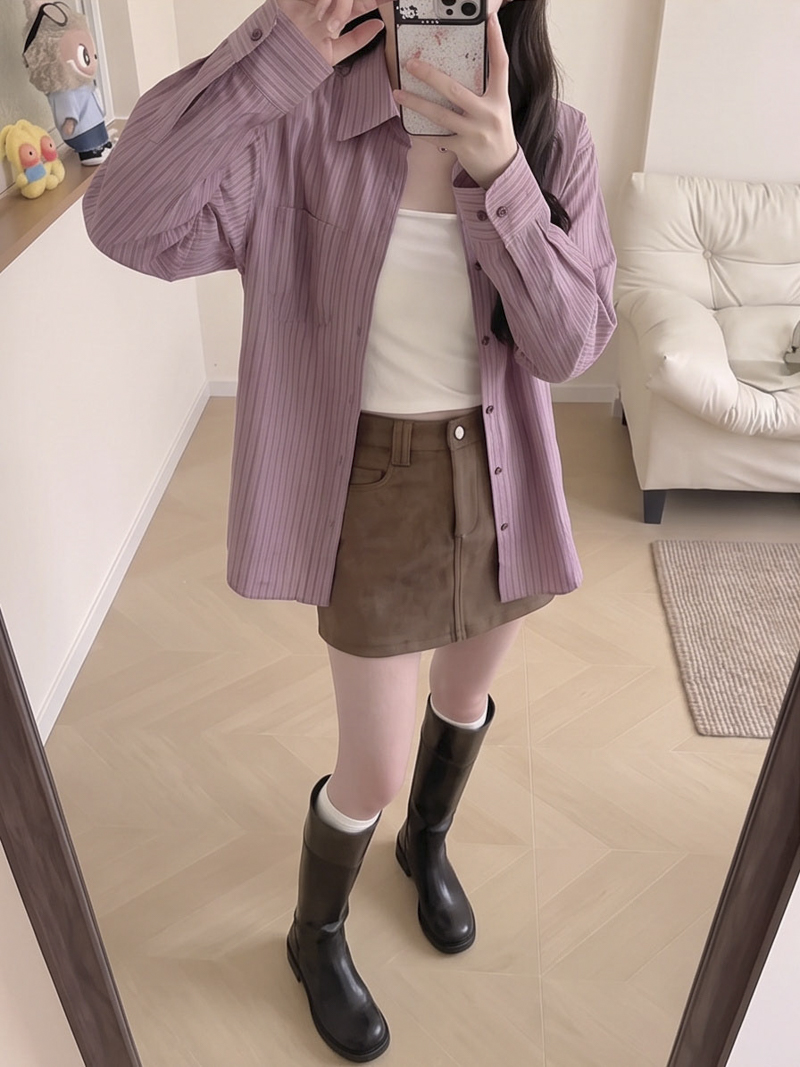 Retro Solid Suede High Waist Anti Exposure Skirt Shorts Women Fall Winter Youthful Bodycon Mini Skirt
